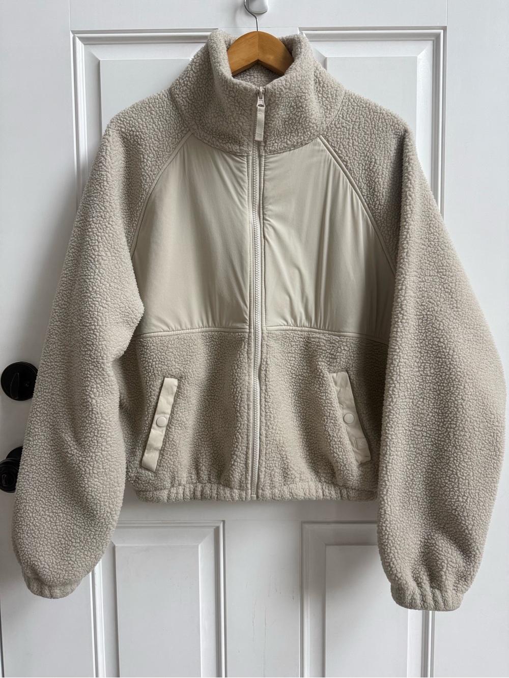 Oversized Cream Sherpa Fleece Campfire Zip Jacket blogilates cozy